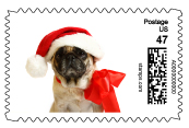 PictureItPostage pug santa stamp